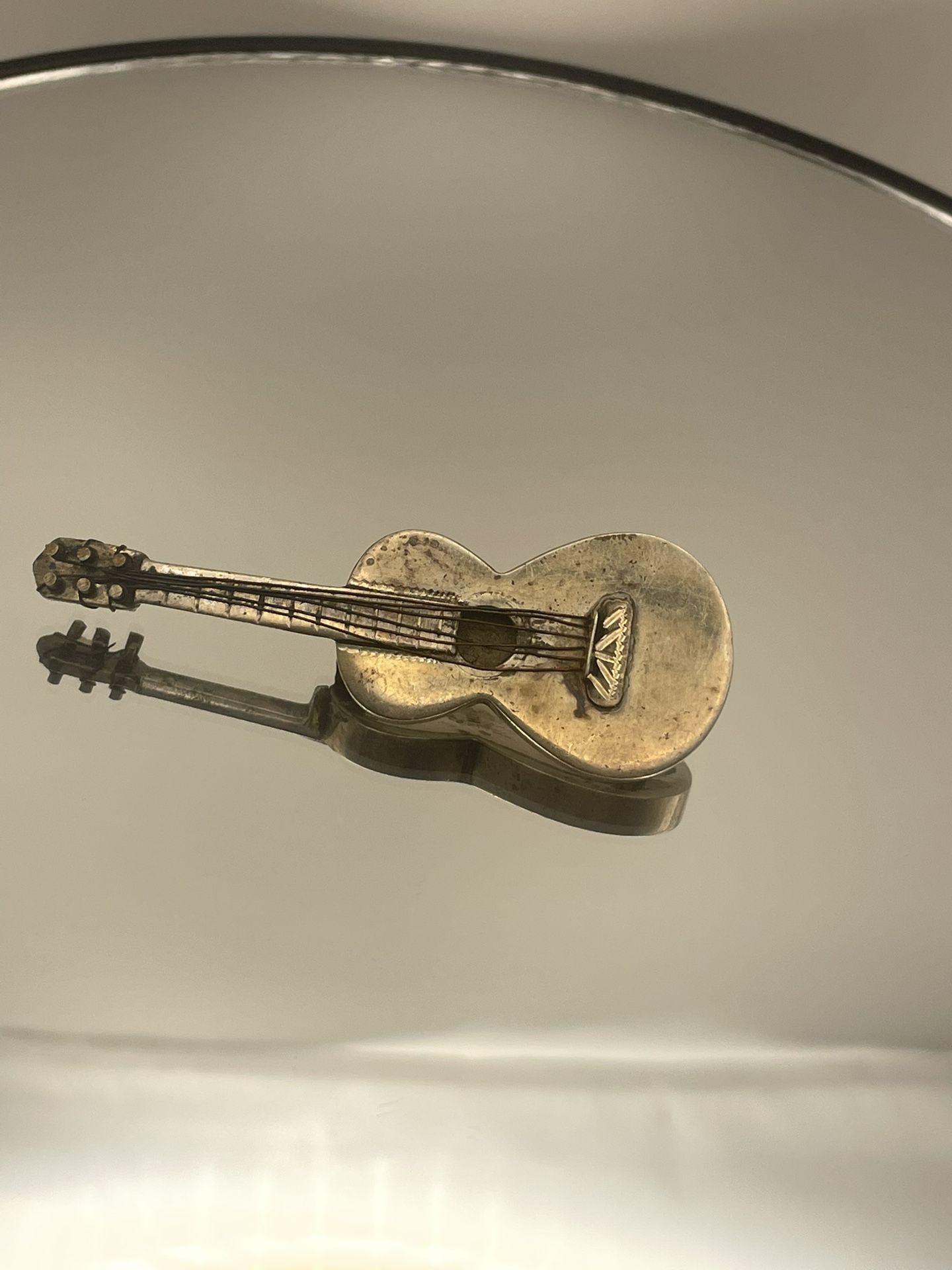 925 Sterling Silver vintage silver guitar brooch