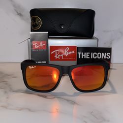Ray-Ban Justin RB4165 Polarized Black Frame Orange Lens Sunglasses