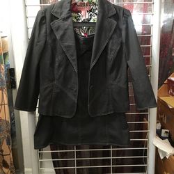Bandolino, Suit/ Skirt, Size 8, Charcoal Color, 3/4 Sleeve, Stretch Denim 