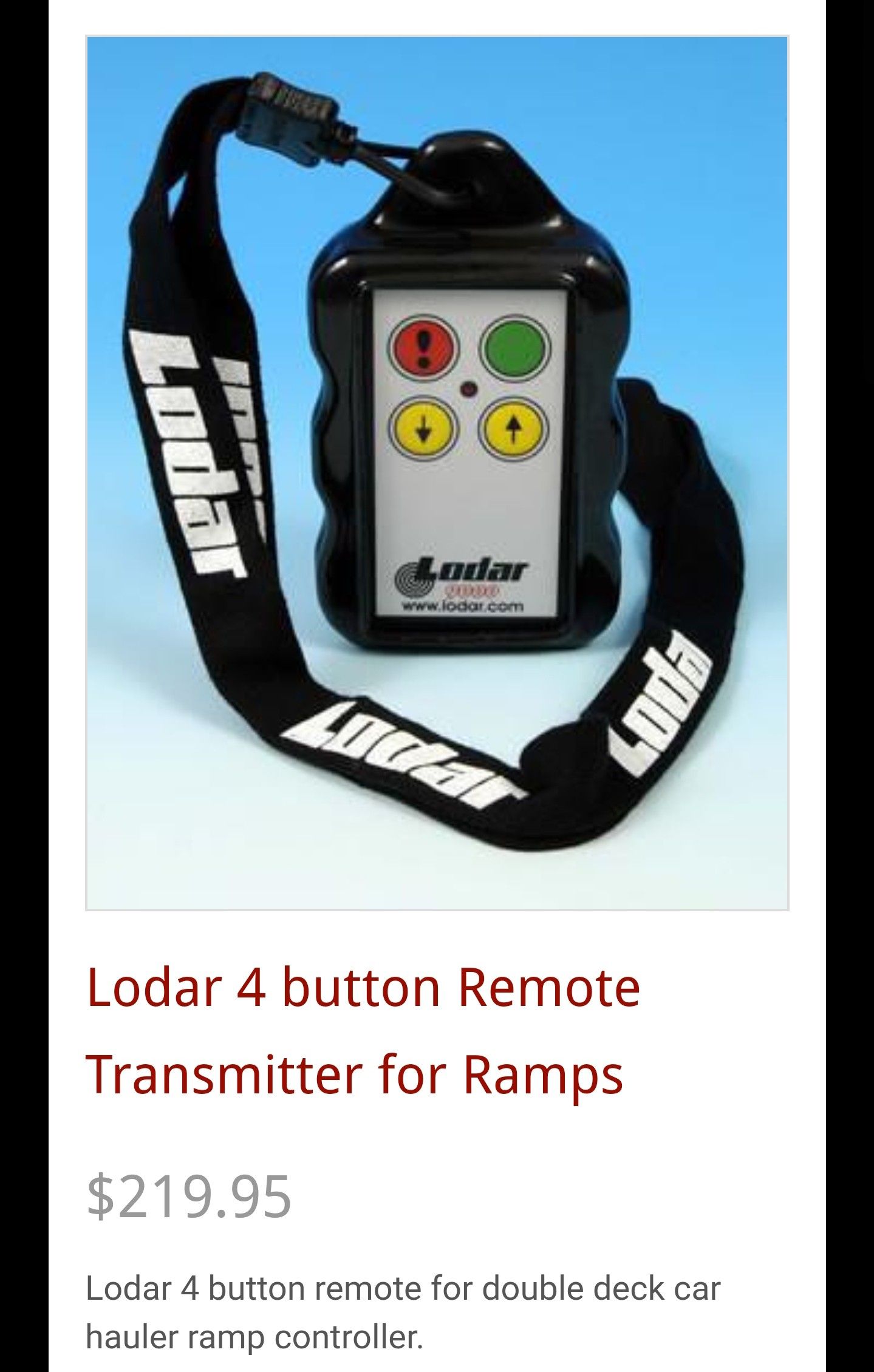 Kaufman Mini 5 Trailer Remote Transmitter for Ramp Deck.