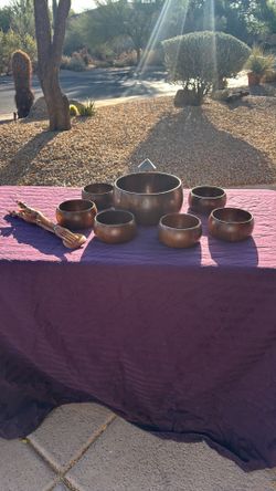 Vintage Wooden Salad Bowl with Serving Utensils
