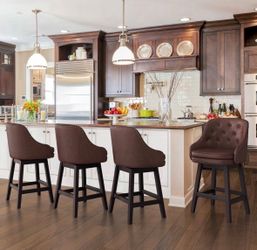 4 Brown Tufted Swivel Counter Stools – $520 Retail | $219 Set