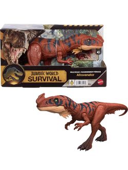 Mattel Jurassic World Wild Roar Afrovenator Dinosaur Action Figure Toy, Attack Action & Lights & Roar Sound, Scan Code for Digital Play
