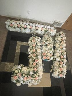 Wedding floral and Mr & Mrs sign