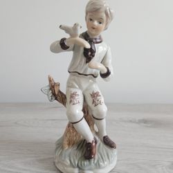 Vintage Porcelain French Blond Boy Figurine with Birds