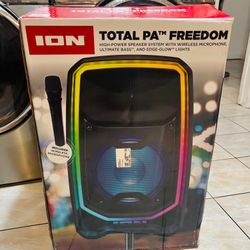ION (Total PA Freedom) 650W Bluetooth Speaker System ≠ Wireless Mic,  LED Lights. Karaoke Ready