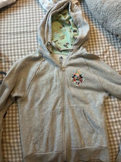 Disney grey zip up hoodie XS