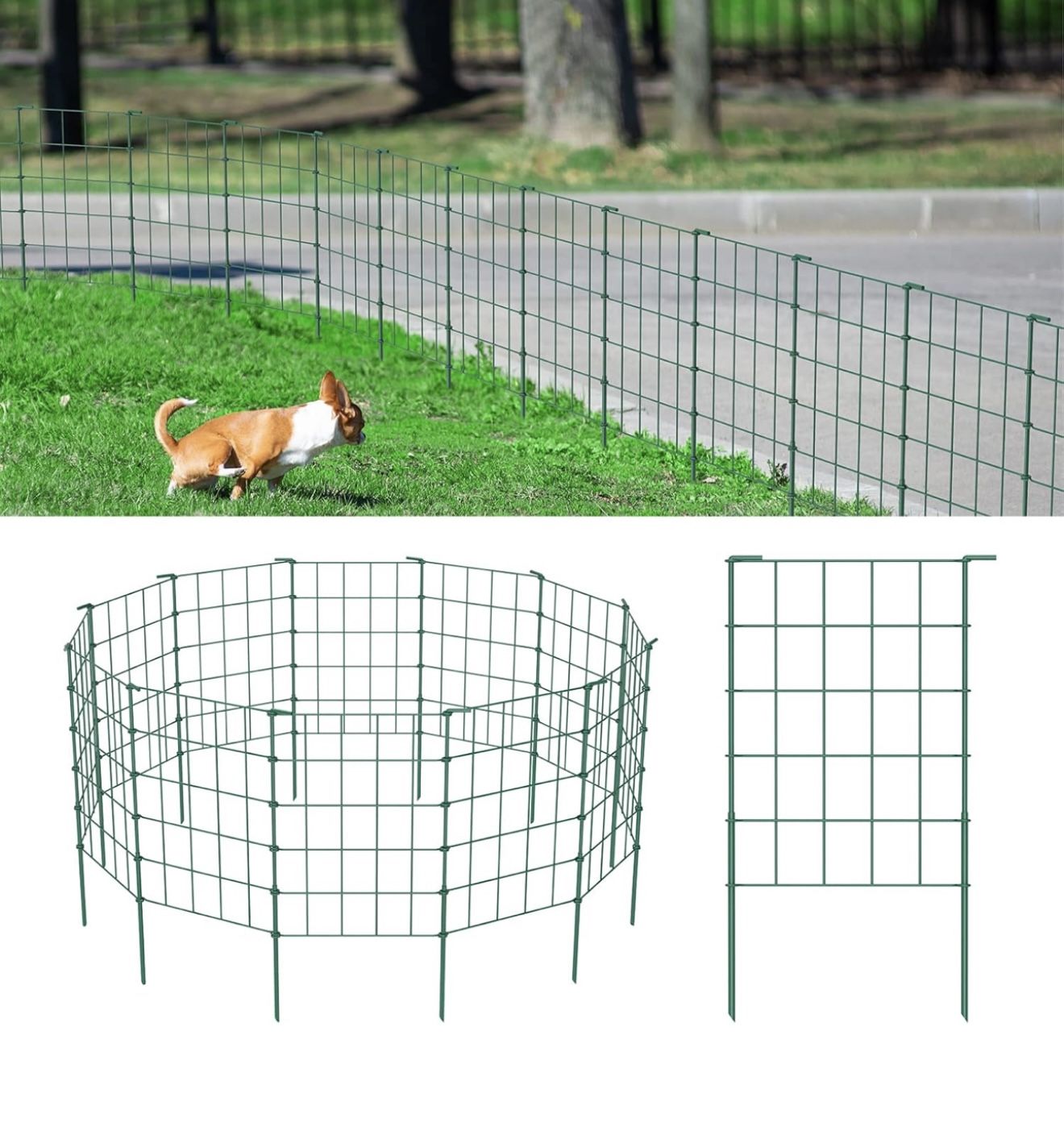 20ft Green Garden Fence, Grid, Easy Assembly