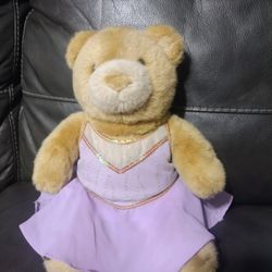 Vintage Brown Build-A-Bear Bear With Purple Ballerina Dress