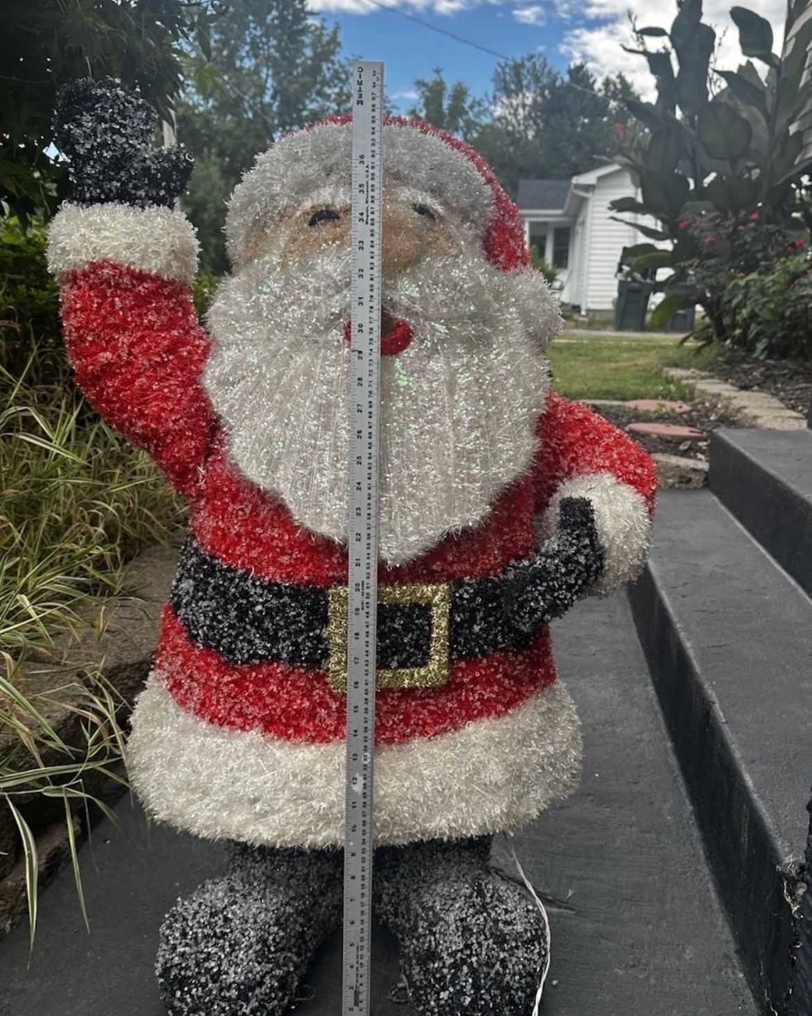 Large vintage light up waving Santa yard decoration