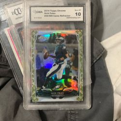 2014 Topps chrome Nick Foles gym 10 camo refractor # 499