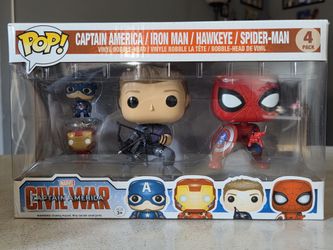 Captain America, Iron Man, Hawkeye Spiderman  4 Pack  Funko Pop