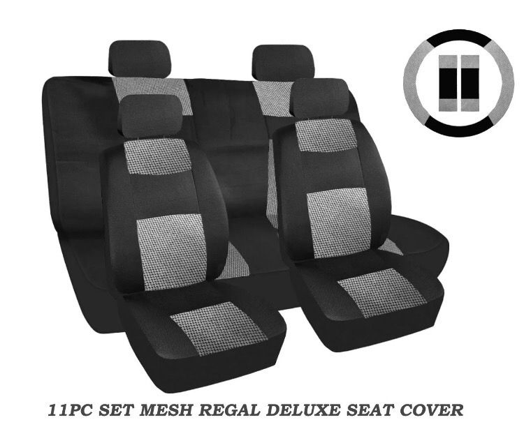 11 PC Set Mesh Regal Deluxe Charcoal Gray Seat Covers