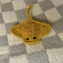 Small Crochet Pink Belly And Mustard Yellow Stingray 