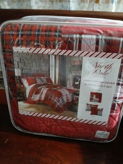 PRETTY HANDCRAFTED QUILT IN RED PLAID...FULL/QUEEN