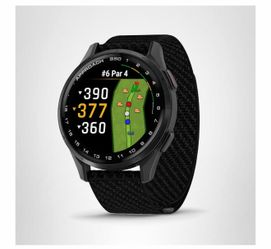 Garmin Approach® S50, Advanced Golf GPS Smartwatch, AMOLED Display, On-Course Features, Wrist-Based Heart Rate, Slate Aluminum Bezel with Black Comfor