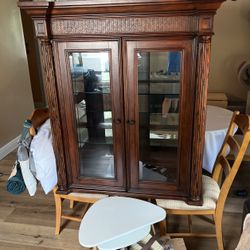 Glass Shelf Cabinet With Touch Button Lights 