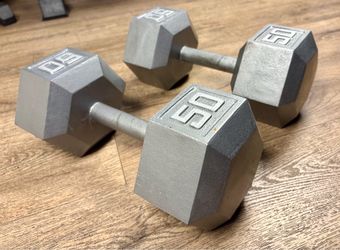 Set of Hex Cast Iron Dumbbells 50 pounders