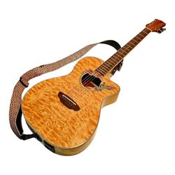 Rare Luna Guitar Fau Hum Moon Inlay