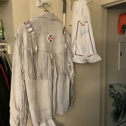 Suede leather Fringe Jacket Medium Looks Good With Lining