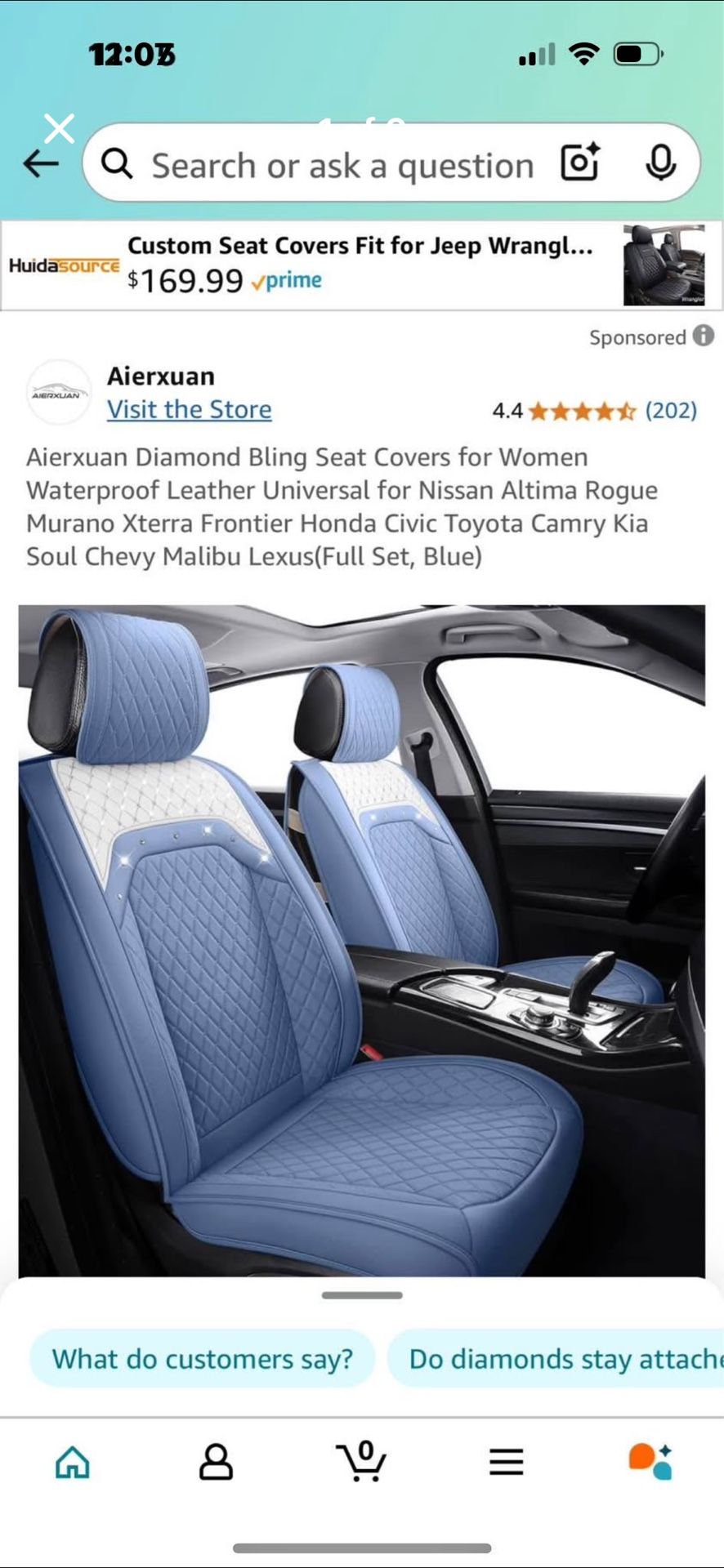 Aierxuan Diamond Bling Seat Covers for Women Waterproof Leather