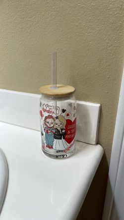 ZAK brand new Chucky & Tiff glass and wood top tumbler new rare