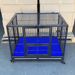 (NEW) $155 Heavy-Duty Dog Cage 41x31x34” Single-Door Folding Kennel w/ Plastic Tray 