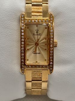 Vicence Quartz Diamond Bezel Gold Watch