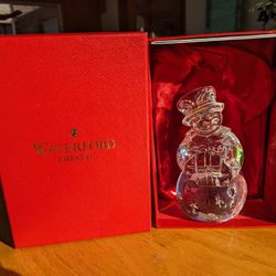 Waterford Crystal Snowman Holding Present
