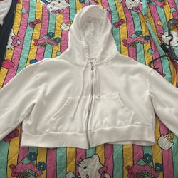 Betty Boo, White Cropped Sweat Sweater