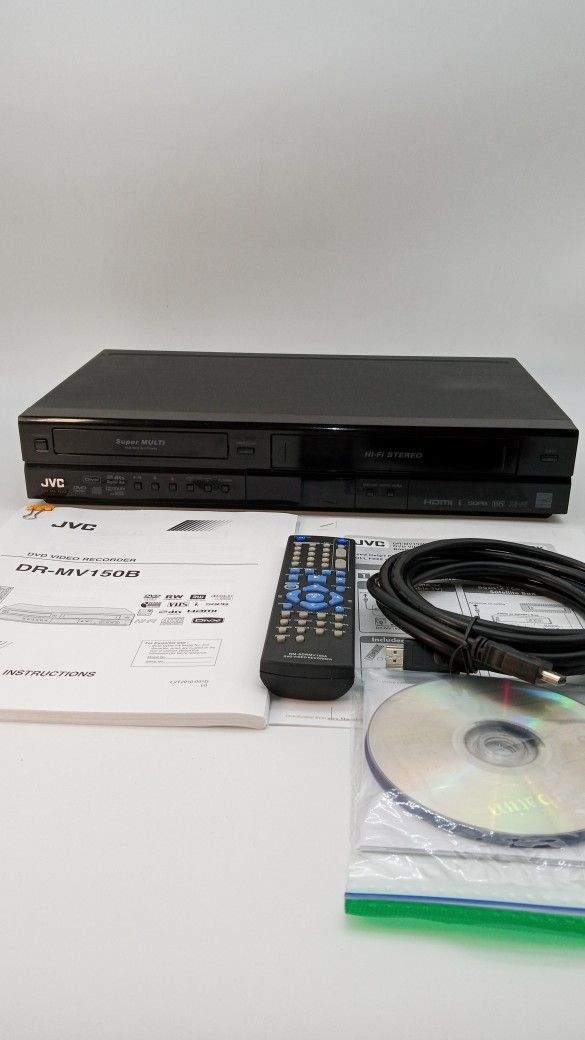 JVC ,DVD Recorder/VCR with Remote, Manual And Cable. HDMI Output, Digital Tuner. Works Fine. (DR-MV150B)