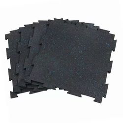 Interlocking Rubber Tile 20x20x3/8 Inch （6 packs）, gym rubber floor DIY Gym Floor 