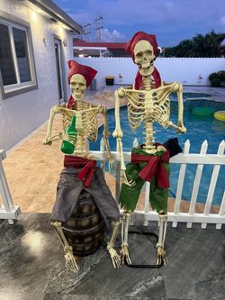 Life-Size Pirate Skeleton Halloween Decorations Set of 2