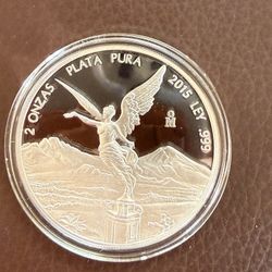 2015 2oz MEXICO LIBERTAD PROOF SILVER COIN 