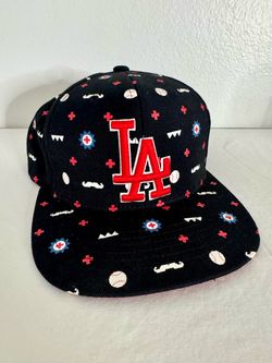 LA Dodgers Snapback Hat MLB Black Red Baseball Print Adjustable Cap