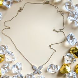 Diamond Butterfly Chain Necklace 14K Yellow Gold