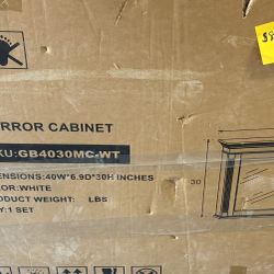 WELLFOR GB Rectangular 40-inch × 30-inch Surface Mount Medicine Cabinet in White, Dual Door