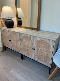 Wooden Sideboard rattan