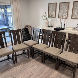 6 Wooden Dining Table Chairs