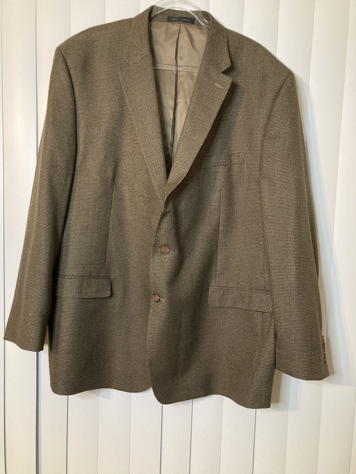 Lauren Ralph Lauren Blazer Mens 52 Long Jacket Brown Tan Houndstooth Sports Coat