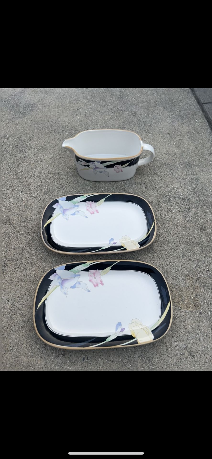 3 Pc Savoir Vivre Night Passage JJ005 Gravy Boat w Serving Dish Set Pre-Owned