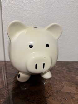 Ceramic Piggy Bank White with Black Dots