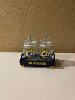 Rams candy jars w/ tray