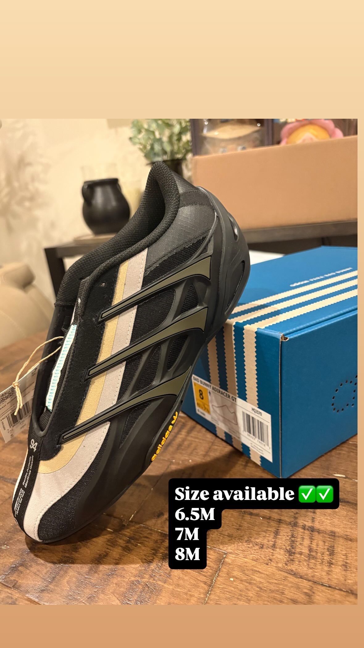 Sizes 6.5M, 7M, 8M adidas Adiracer GT Bad Bunny x Mercedes AMG Branch Sand