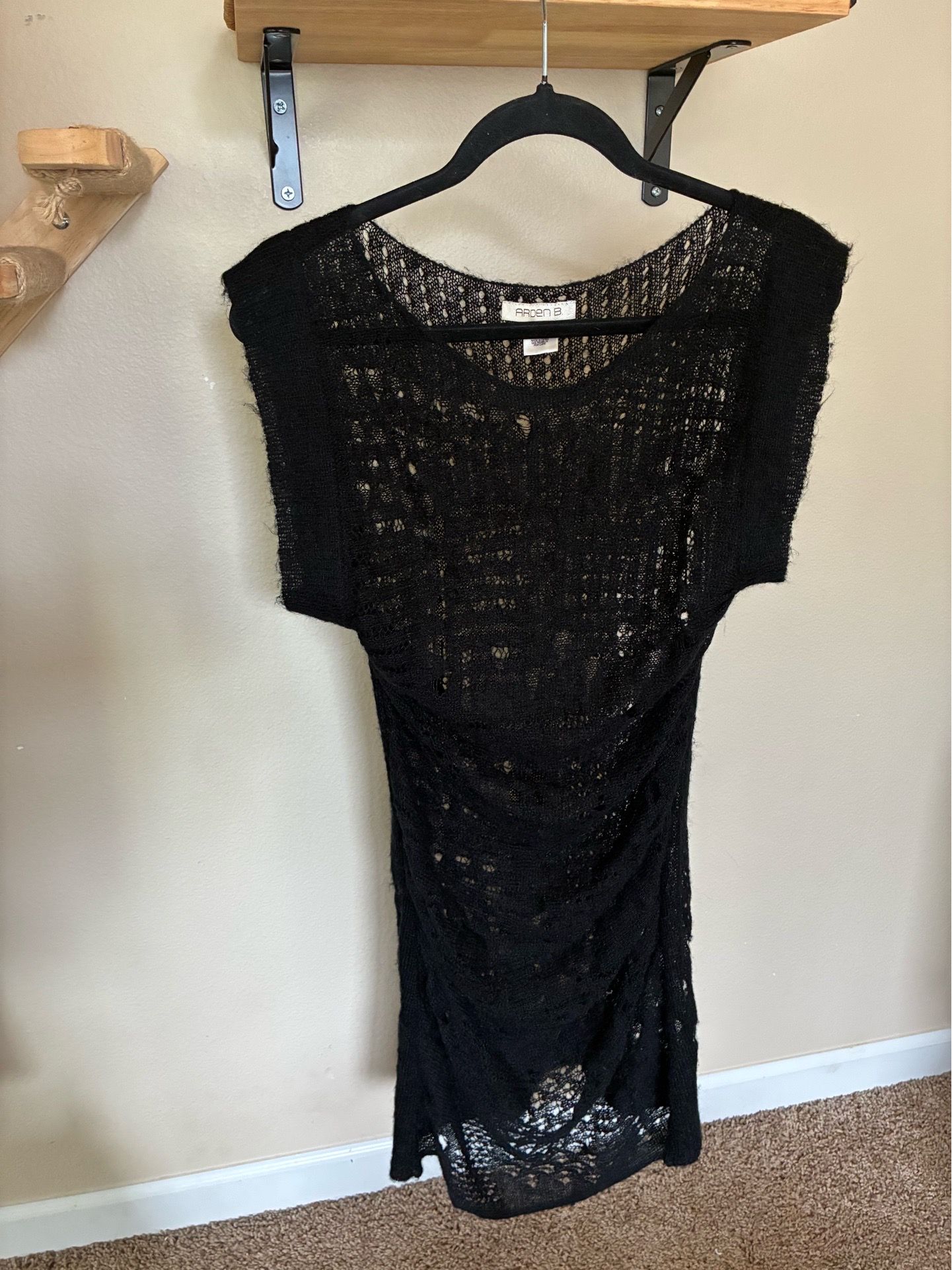 Arden B Black Open Knit Tunic / Sweater Dress