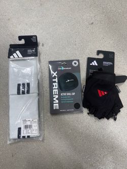 Adidas gloves, wristbands and active skull cap