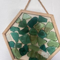 handmade Green Sea Glass Wall Art