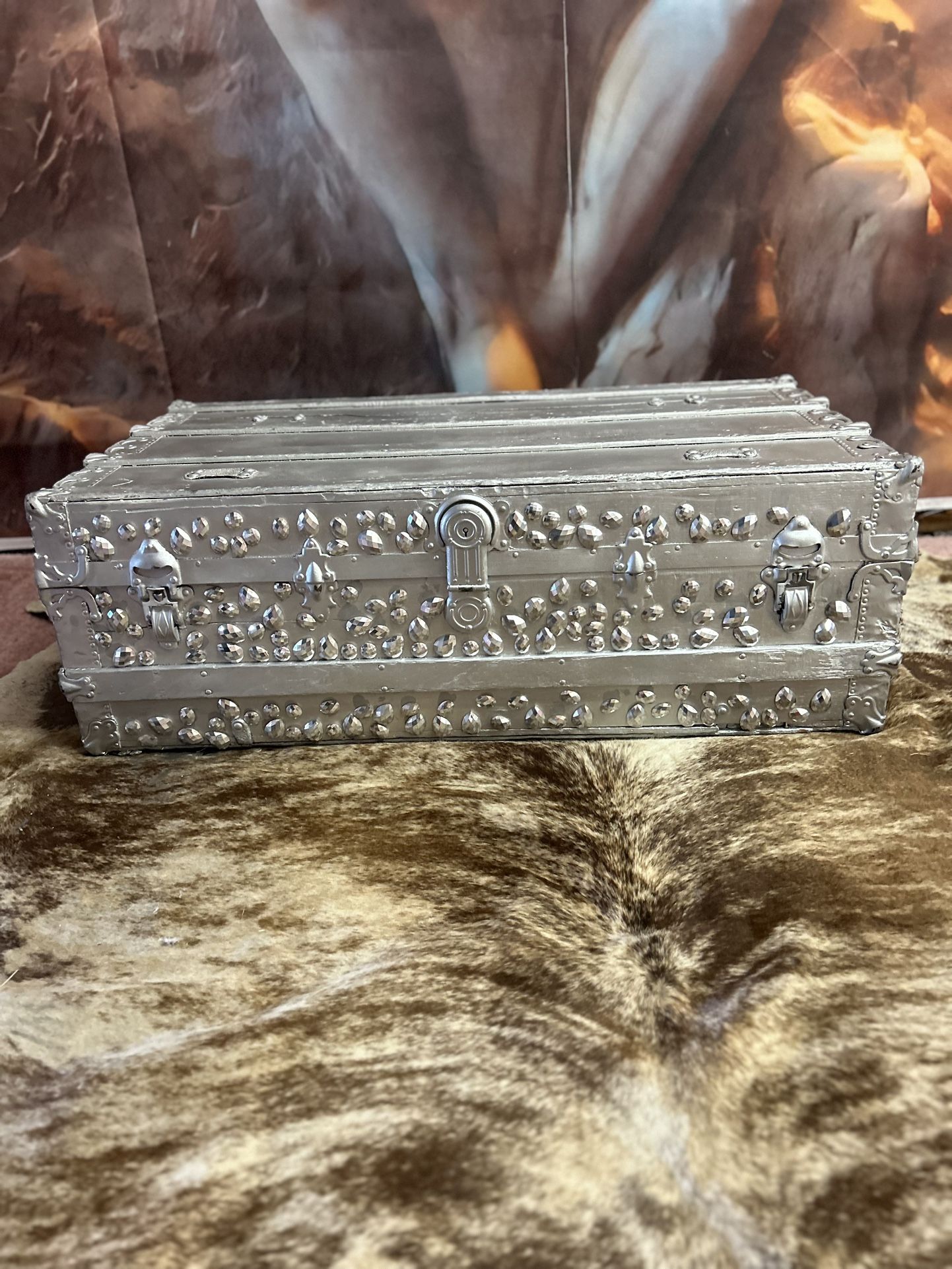 Metallic Silver Glam Trunk