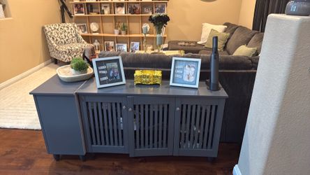2 grey cabinets