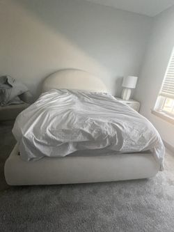 Beige Bed And Headboard